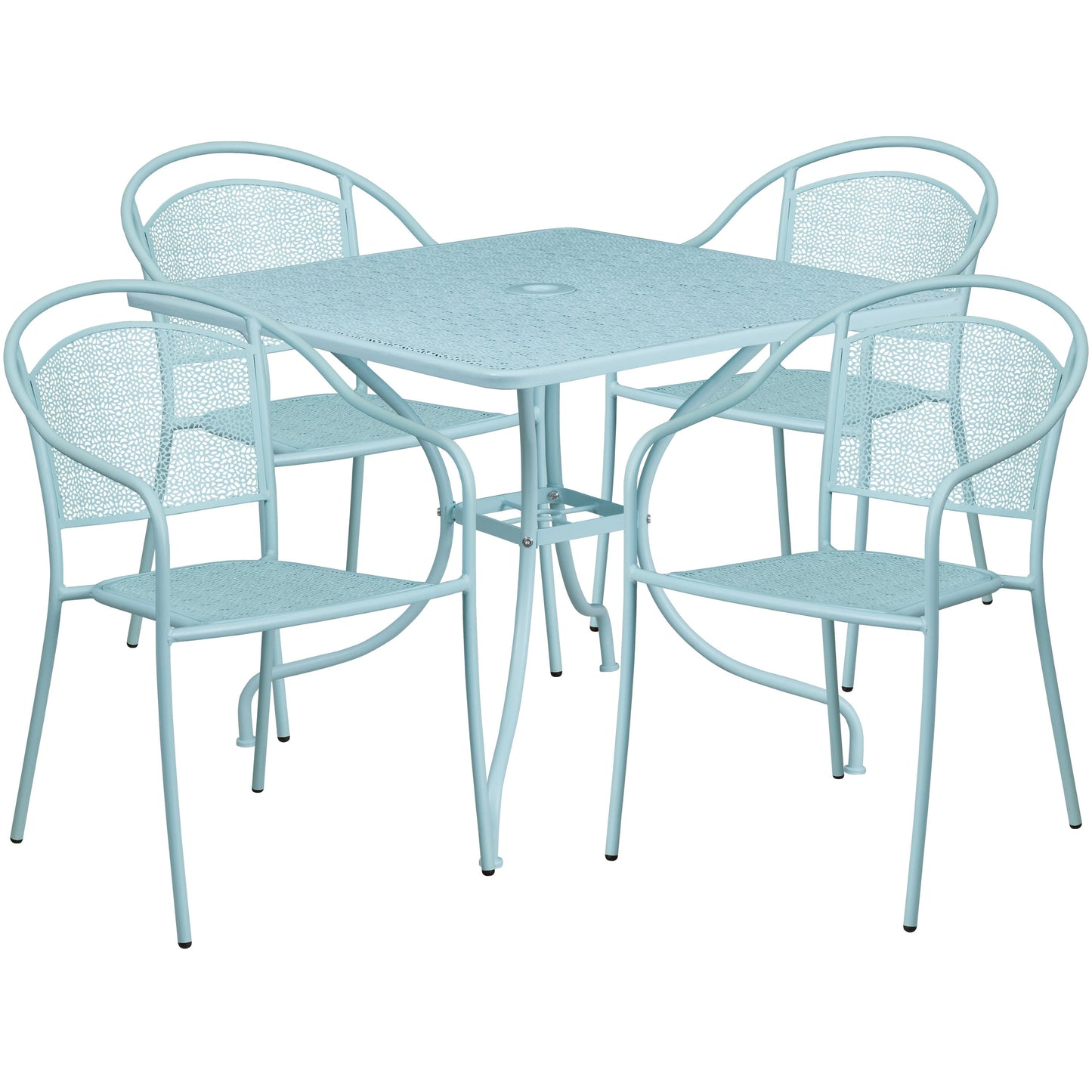 Ensemble de salle à manger carré en acier, 5 pièces, 35,5 pouces, pour intérieur et extérieur