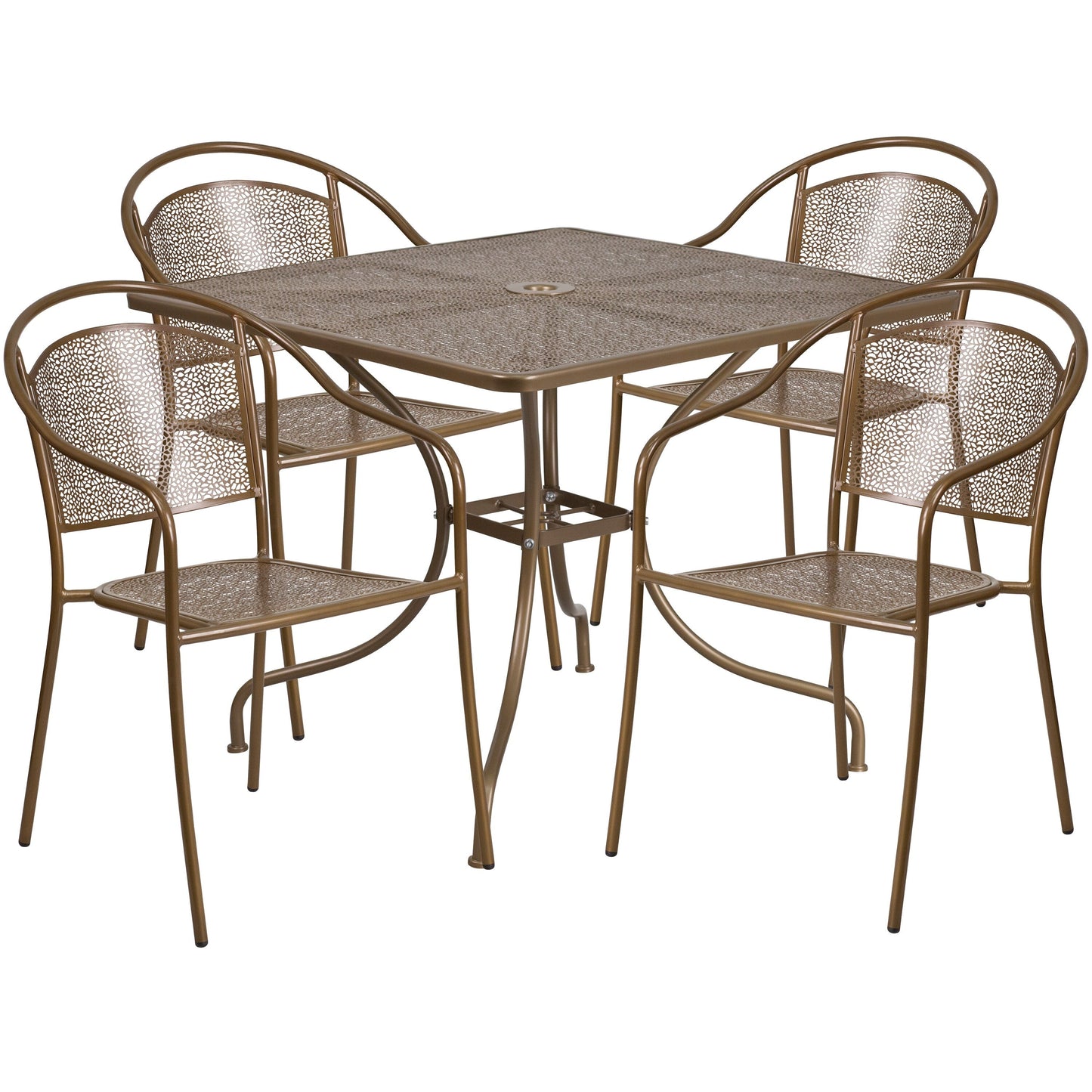 Ensemble de salle à manger carré en acier, 5 pièces, 35,5 pouces, pour intérieur et extérieur