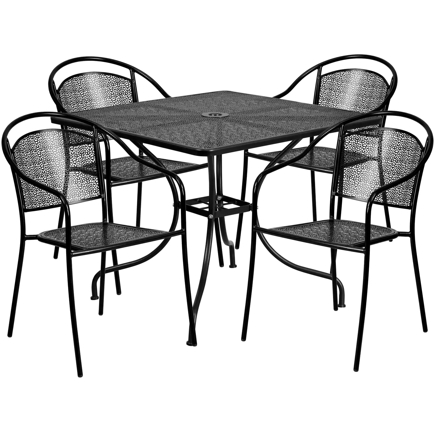 Ensemble de salle à manger carré en acier, 5 pièces, 35,5 pouces, pour intérieur et extérieur