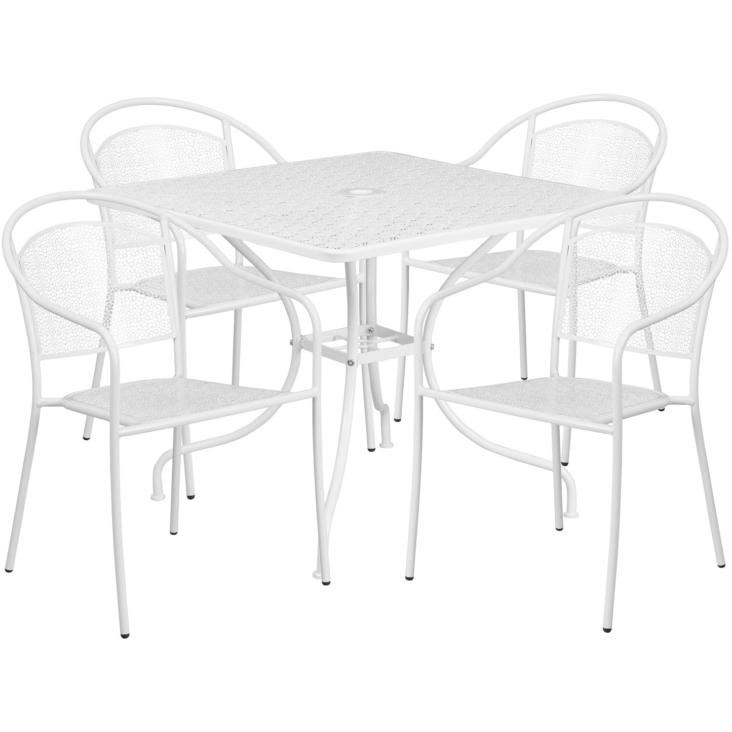 Ensemble de salle à manger carré en acier, 5 pièces, 35,5 pouces, pour intérieur et extérieur