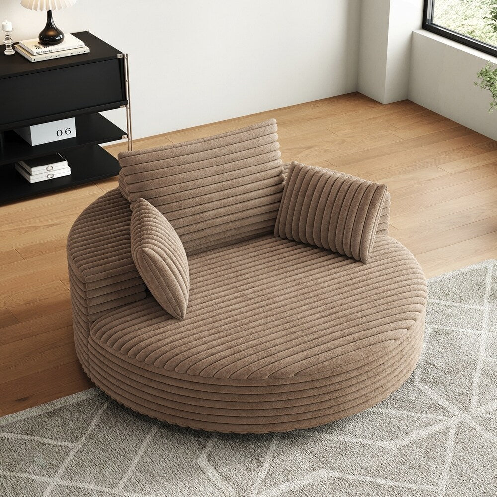 Fauteuil pivotant à 360 degrés en velours côtelé et mousse chenille, canapé simple