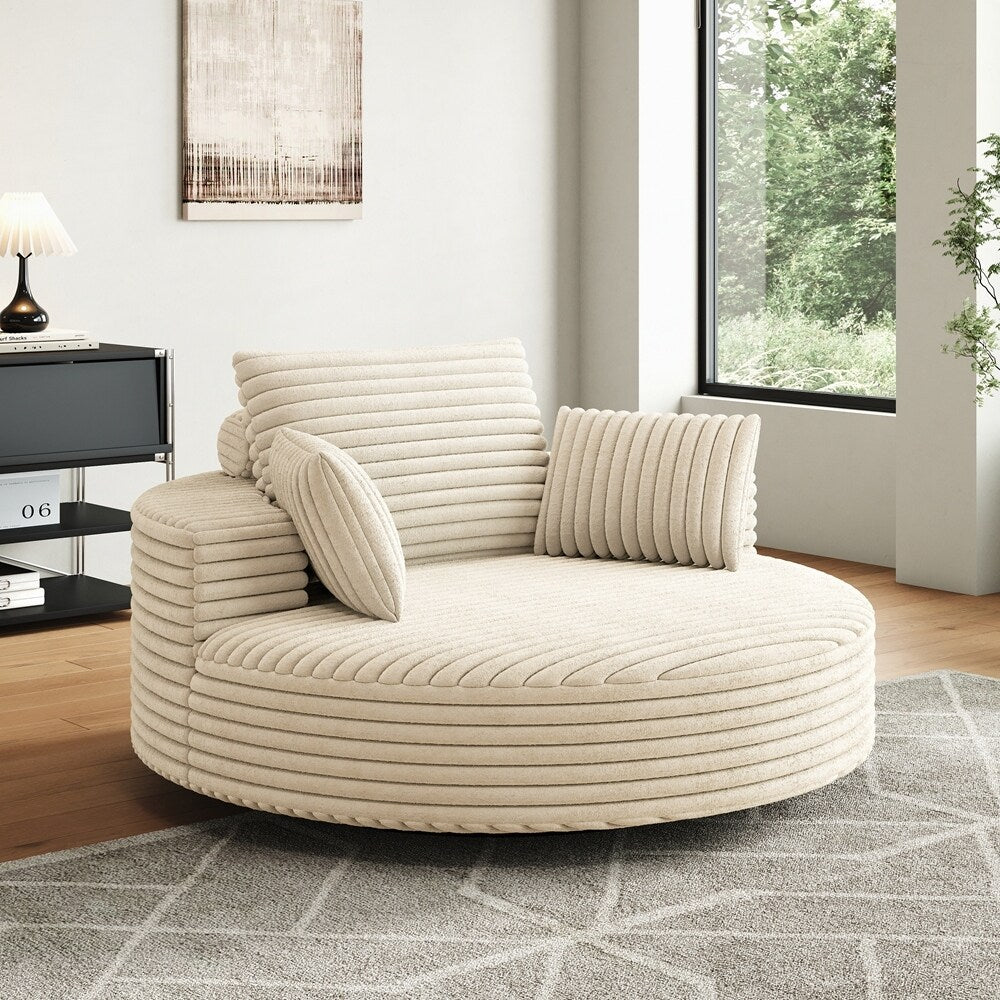 Fauteuil pivotant à 360 degrés en velours côtelé et mousse chenille, canapé simple