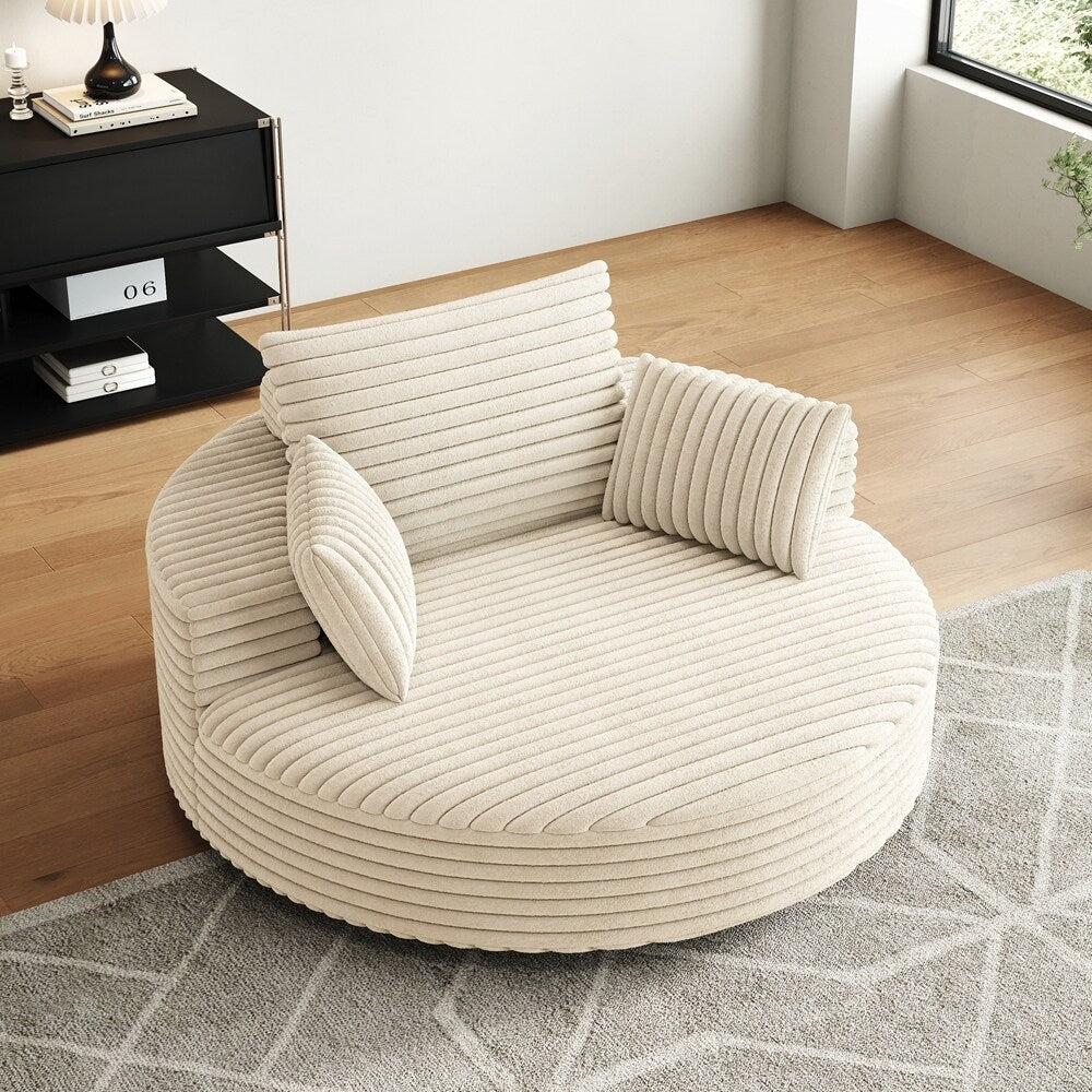 Fauteuil pivotant à 360 degrés en velours côtelé et mousse chenille, canapé simple