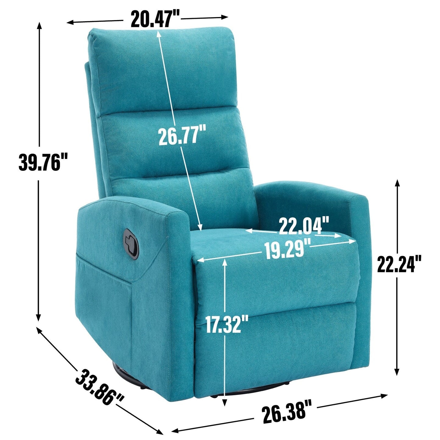 Canapé inclinable manuel pivotant à 360° en tissu réglable pour salon