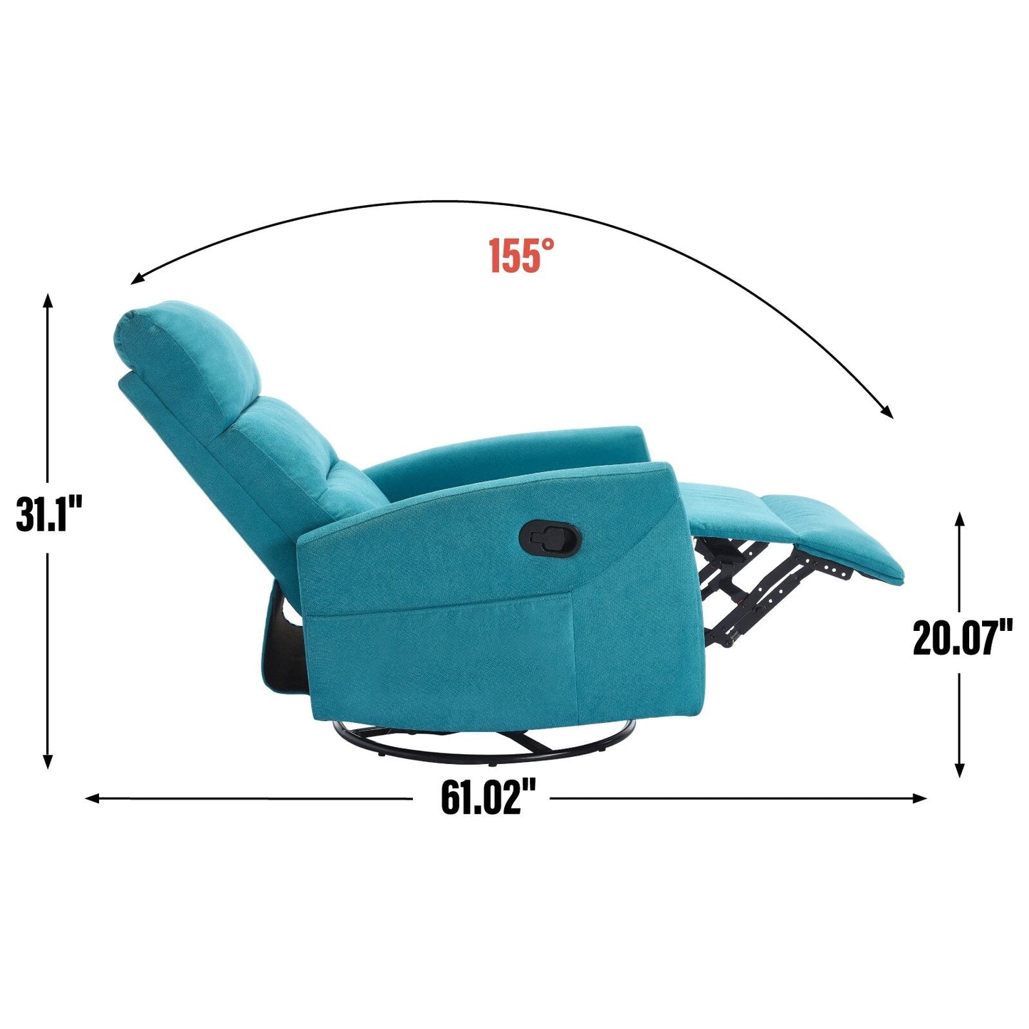 Canapé inclinable manuel pivotant à 360° en tissu réglable pour salon