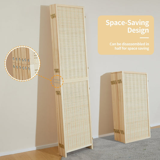 Cloison de séparation en bambou 4/6 panneaux, 1,8 m, amovible, pour séparation de pièce, écran de confidentialité pliable