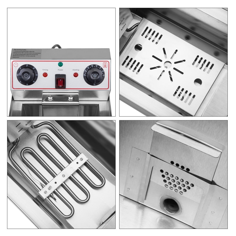 Friteuse à cuve unique en acier inoxydable 8,5 QT, 1 700 W max., avec grande poignée