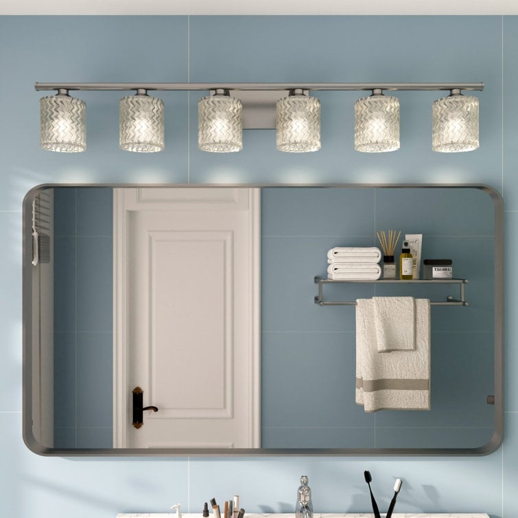 Applique de salle de bain moderne en cristal Acroma à 6 lumières - 45 pouces