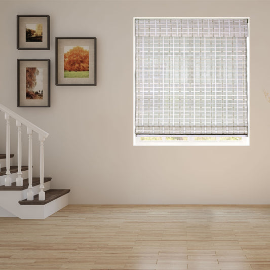 Store romain Arlo sans fil en bambou blanchi à la chaux, 60 pouces