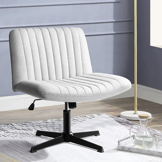 Chaise de bureau BOSSIN Criss Cross sans accoudoirs, sans roulettes, chaise de vanité pivotante moderne rembourrée en tissu