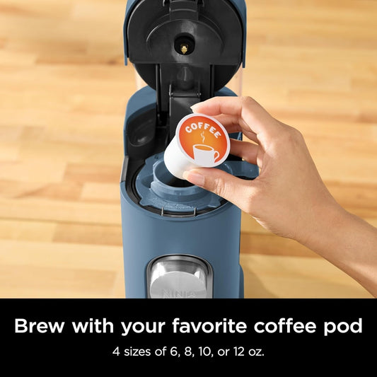 Cafetière bleue à dose unique, compatible K-Cup, réservoir de 1,6 l, 6 à 68 cl, compacte