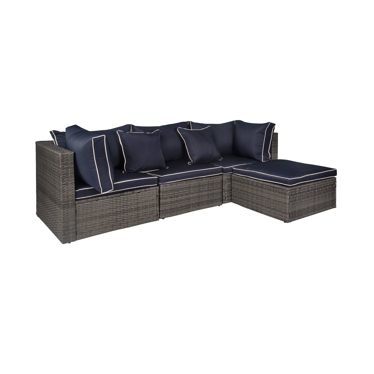 Canapé d'extérieur modulaire York 4 pièces avec coussins