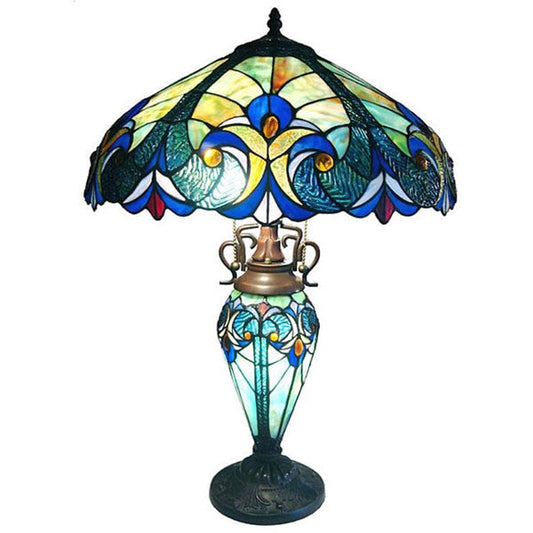 Lampe de table Chloe à double éclairage de style Tiffany, 2 et 1 lumière