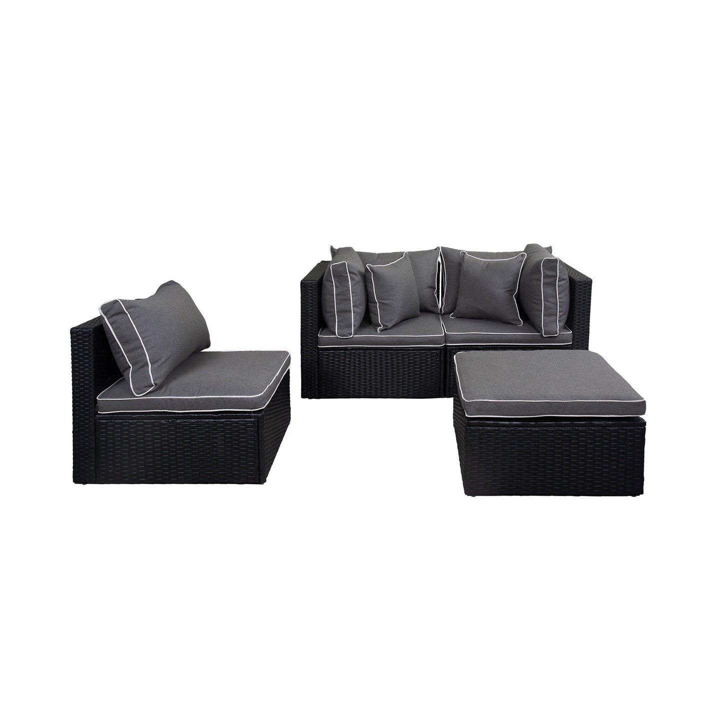 Canapé d'extérieur modulaire York 4 pièces avec coussins