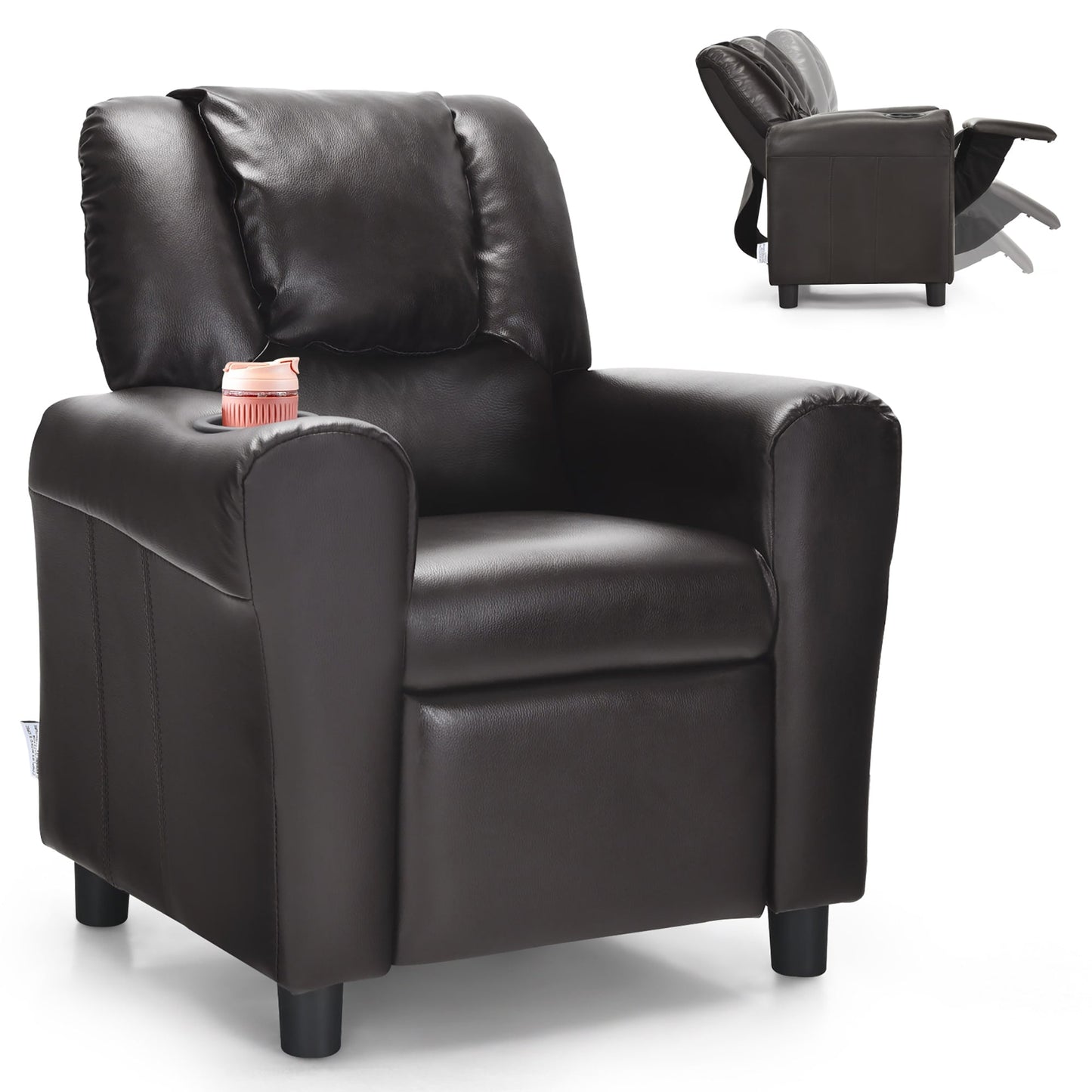 Fauteuil inclinable pour enfants Costway en cuir synthétique avec accoudoirs et repose-pieds