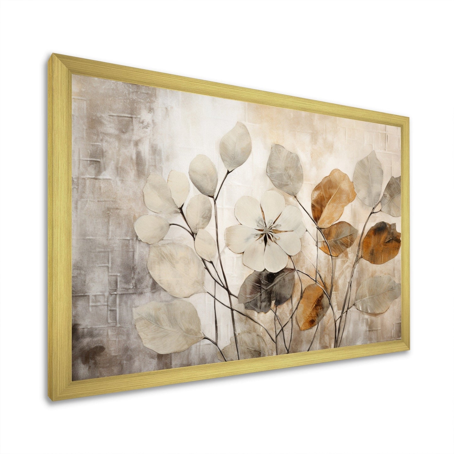 Impression sur toile encadrée Designart Beige Botanical Impressions III, motifs botaniques abstraits