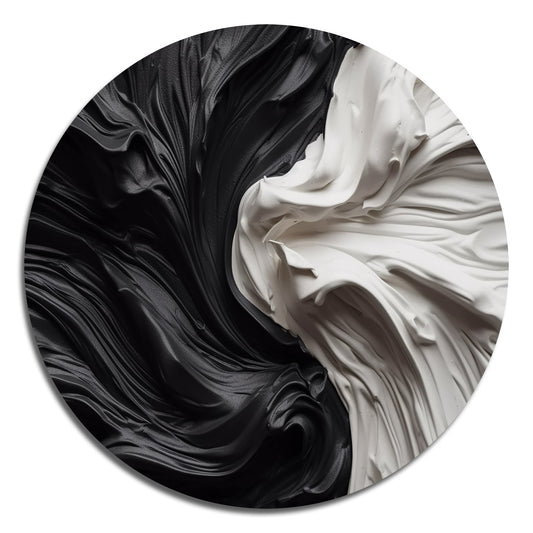 Décoration murale ronde en métal géométrique moderne Designart noir et blanc marbré Dreamscape V