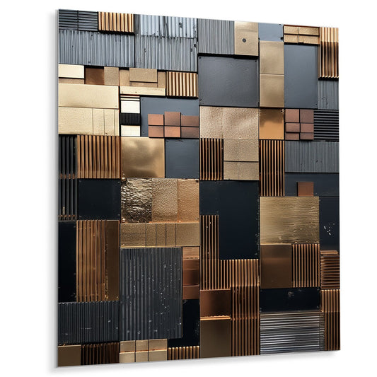 Designart Brown Abstract Tile Mosiac Charm Abstract Tile Metal Wall Art Décor mural en métal marron Œuvre d'art en métal moderne