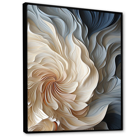 Décoration murale abstraite géométrique bleue en spirale de plumes blanches et bleues Designart II - Décoration murale encadrée moderne pour entrée