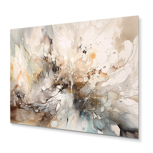 Designart - Profondeurs géométriques blanches et grises - Décoration murale géométrique moderne en métal