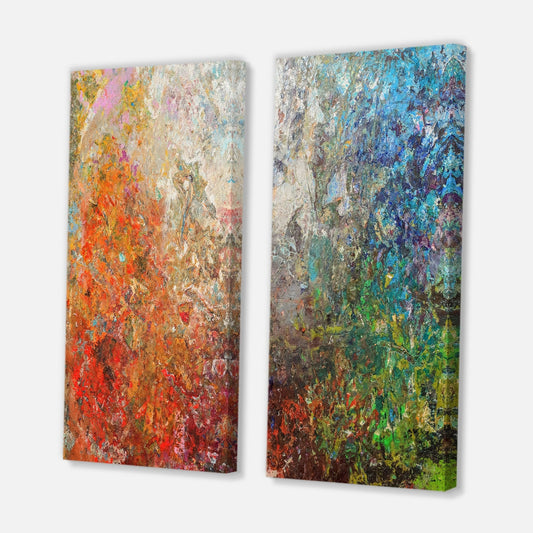 Ensemble de 2 impressions sur toile abstraites Designart Board Stained Abstract Art