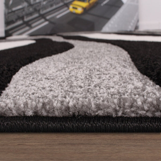 Tapis design à découpe contour et motif vague moderne