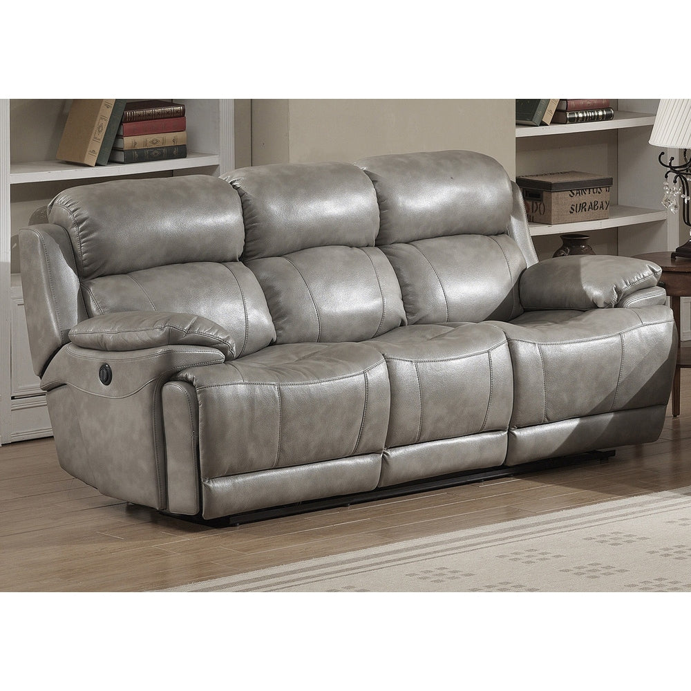 Canapé inclinable électrique contemporain en cuir italien gris Estella