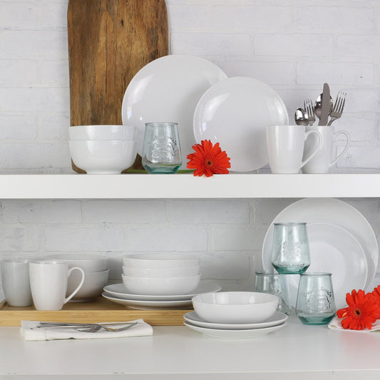 Service de table en porcelaine blanche Euro Ceramica 16/32 pièces