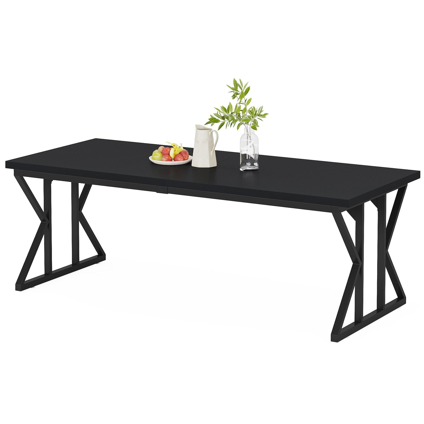 Table à manger de style ferme pour 6 personnes, table de cuisine rectangulaire en bois de 70,8 pouces