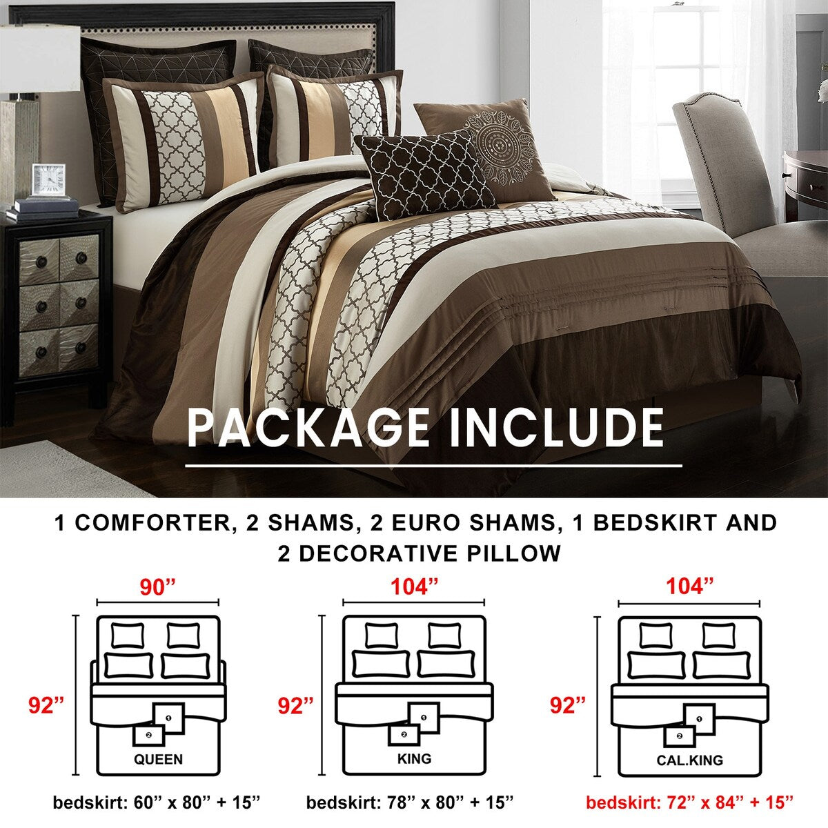 Parure de lit Nanshing Avalon Trellis 8 pièces à imprimé marocain