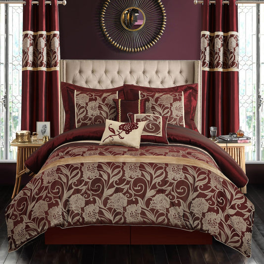 Ensemble de couette 9 pièces en jacquard floral Nanshing Brie