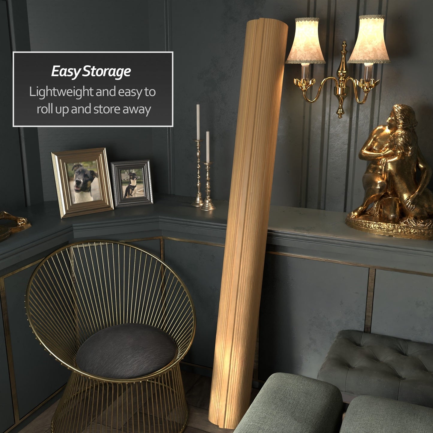 Paravent en bambou fait main de 6 pieds (Chine)