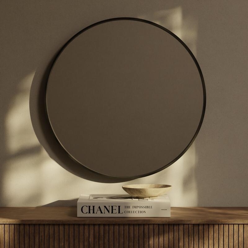 Miroir mural rond classique avec cadre en bois