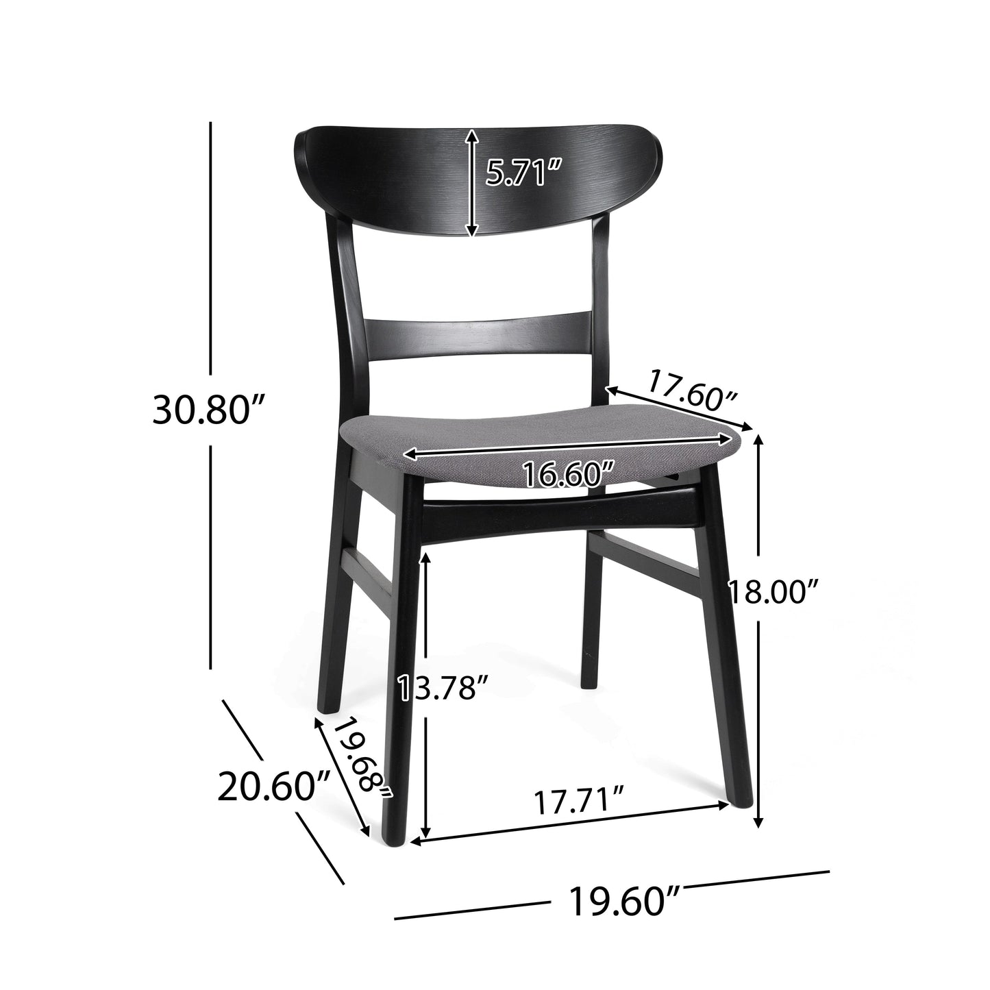 Chaise de salle à manger Abrielle en bois d'hévéa rembourrée, style milieu de siècle, par Christopher Knight Home (lot de 2)