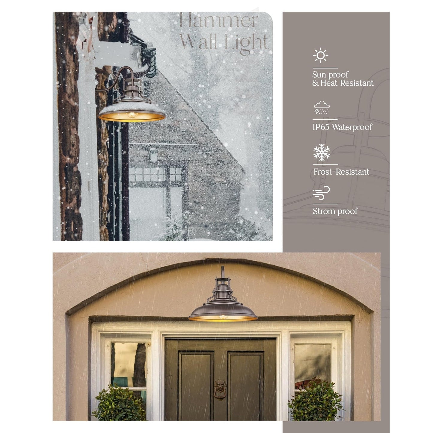 Appliques murales d'intérieur et d'extérieur, appliques murales à col de cygne, lampe murale de ferme vintage, finition bronze huilé