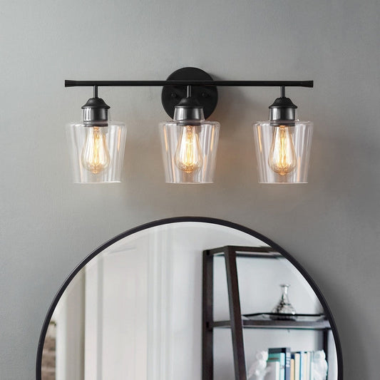 Applique de salle de bain KAWOTI à 3 lampes à intensité variable avec abat-jour en verre - L22 x l7 x H10,5