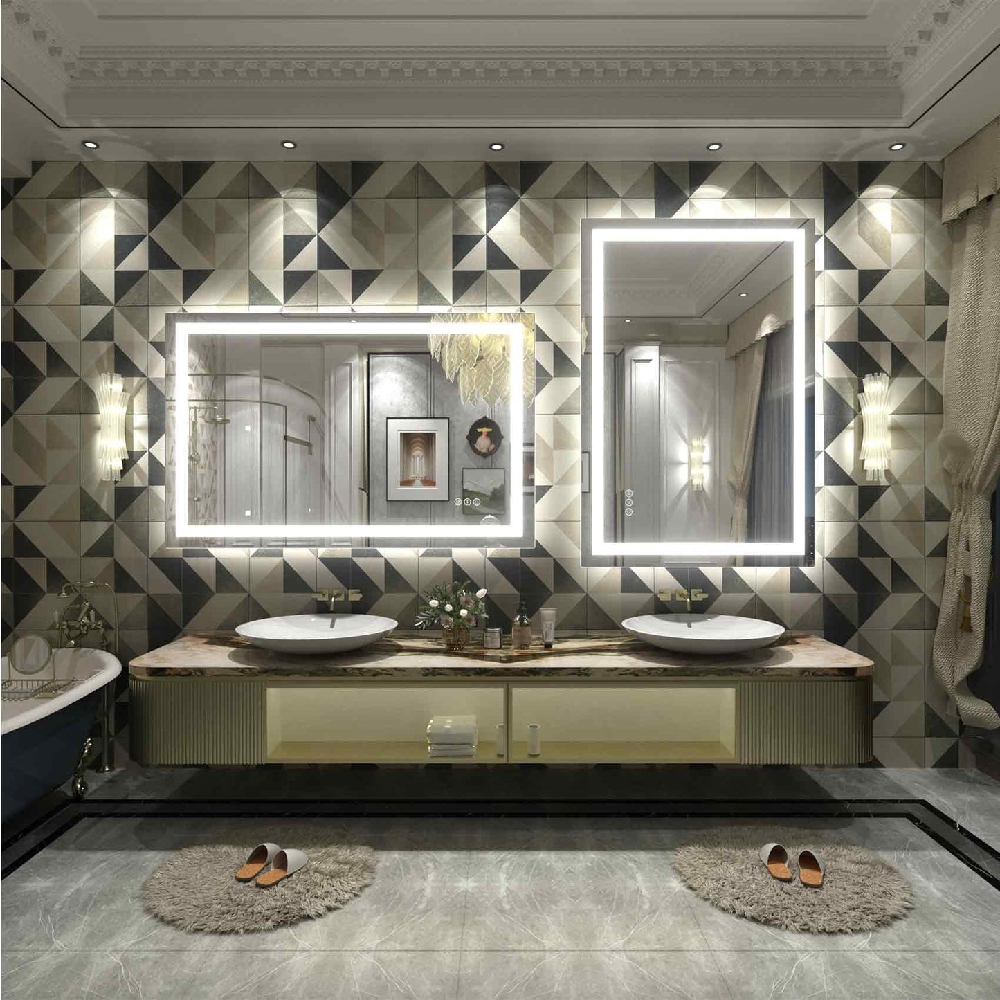 Miroir de salle de bain LED antibuée ultra-lumineux KIOTEE avec rétroéclairage et éclairage frontal Garantie 3 ans