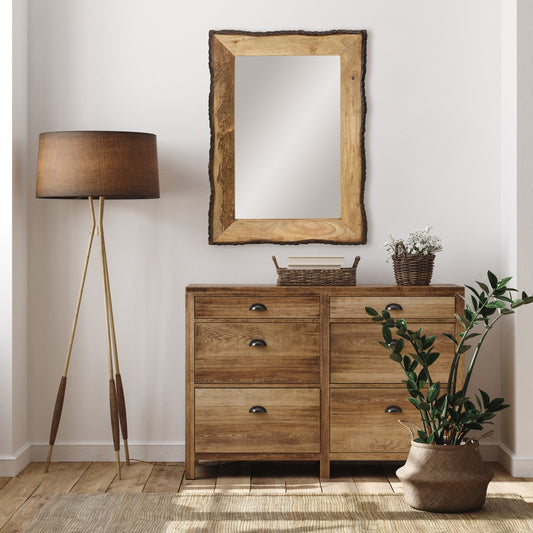 Miroir mural rectangulaire en bois et verre brun et beige Lamont River of Goods - 39 x 1,25 x 28