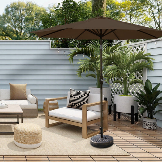 Parasol de patio Lopes de 9 pieds avec base en finition bronze et support de poids inclus
