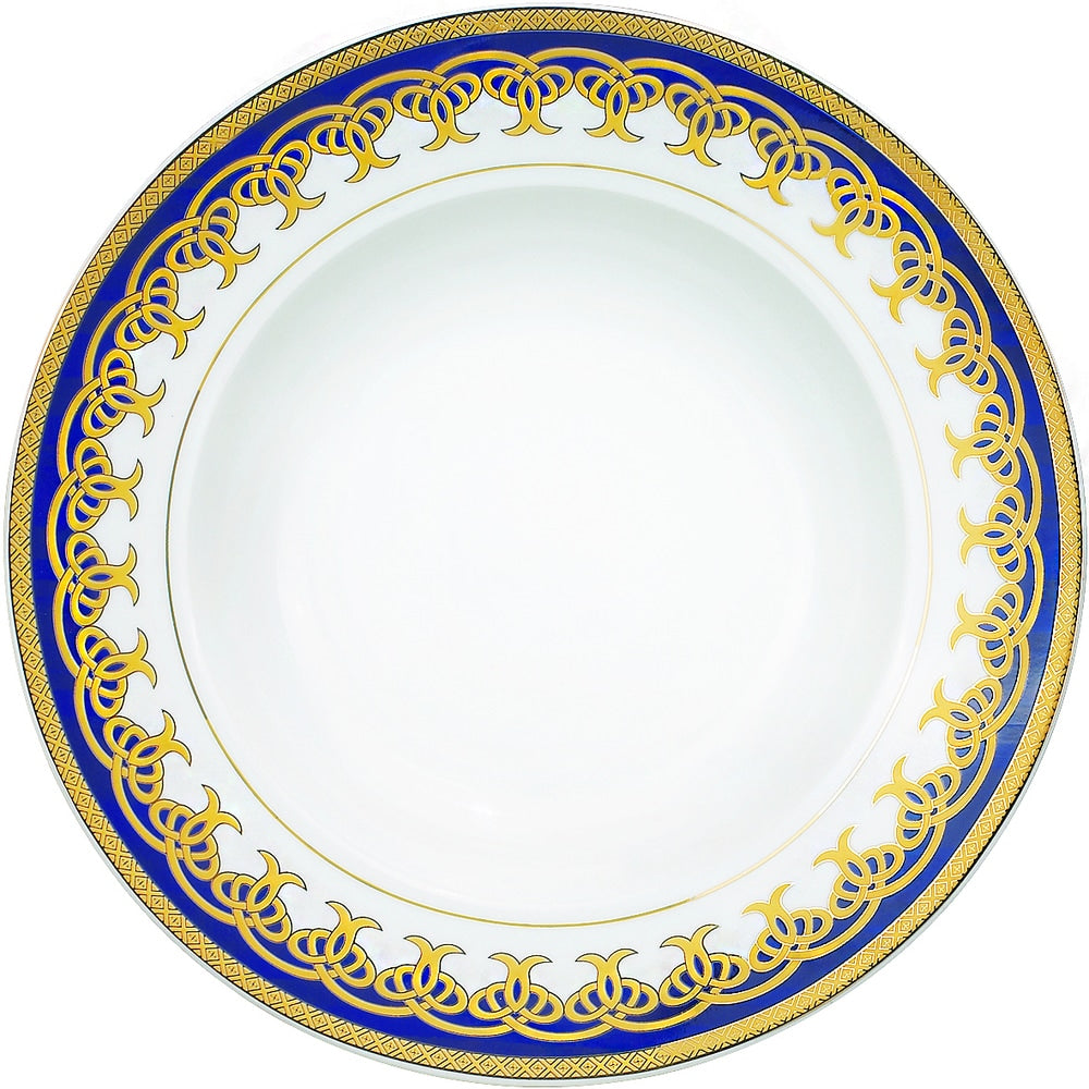Service de table en porcelaine Lorren Home Trends, 57 pièces, aux accents dorés et bleus