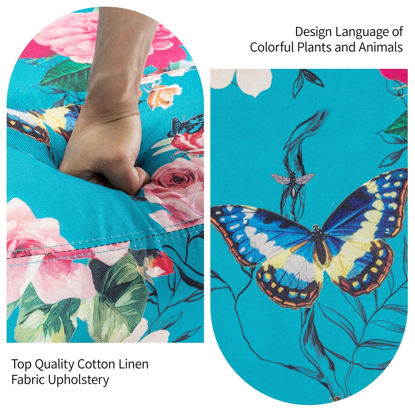 Fauteuil inclinable pivotant à motif floral de 29 po de largeur, à poussoir manuel