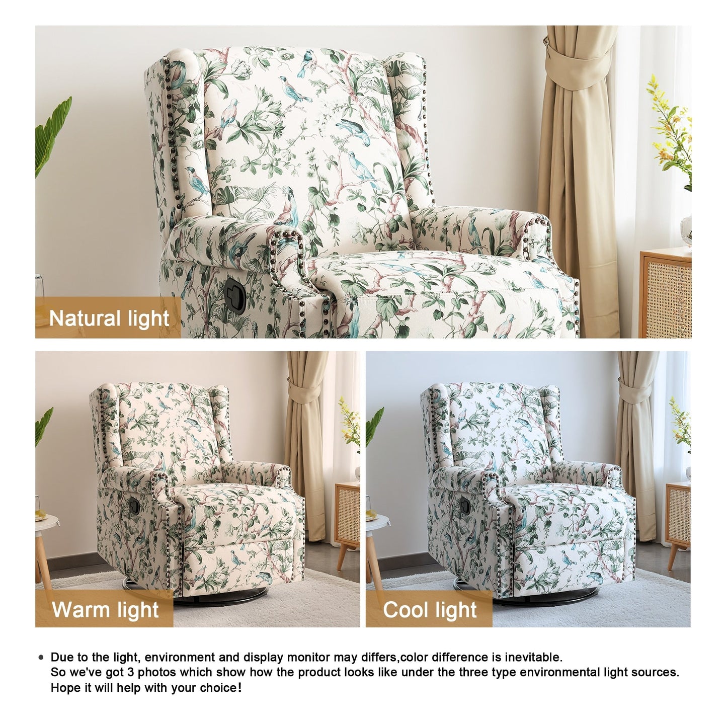 Ensemble de 2 fauteuils inclinables pivotants et coulissants de 29 po de largeur avec dossier à poussoir manuel