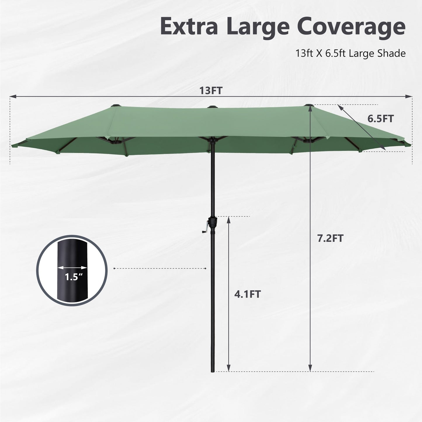 Parasol de patio double face MAISON ARTS extra large de 13 pieds avec manivelle