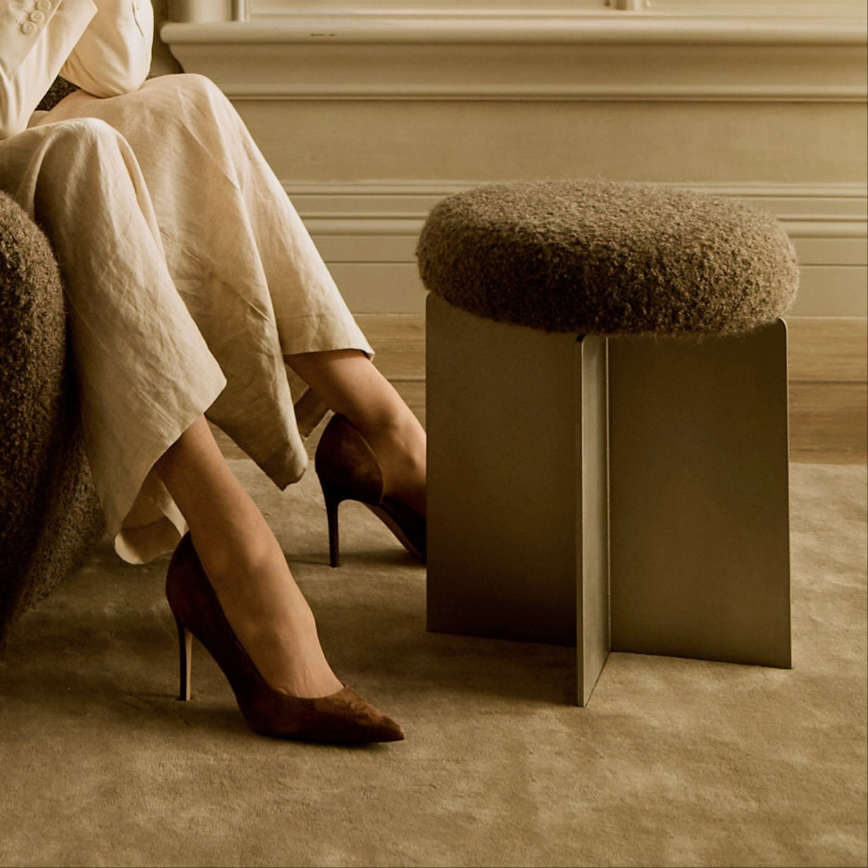 Tabouret Milan - Moka Boucle
