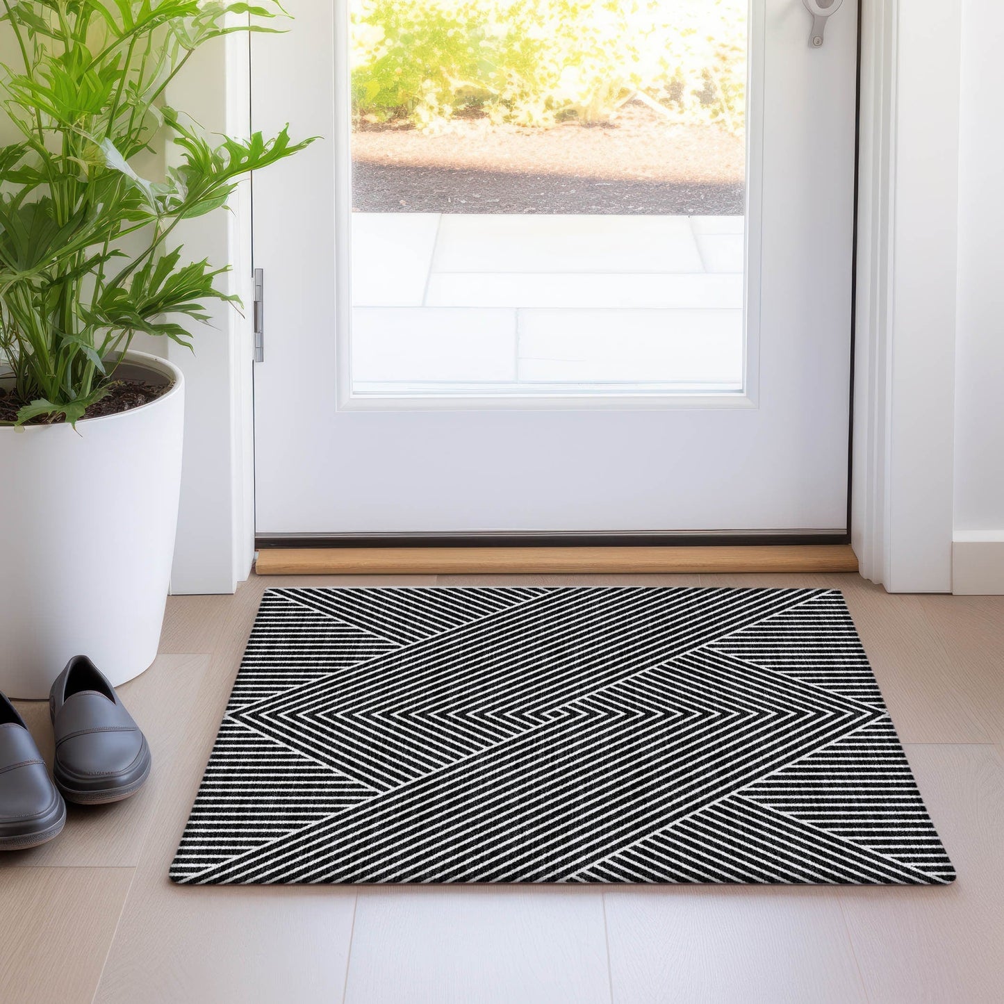 Tapis Chantille géométrique moderne lavable en machine pour intérieur/extérieur