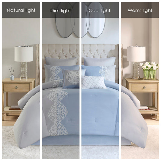 Parure de lit Madison Park Vera en microfibre brodée 8 pièces