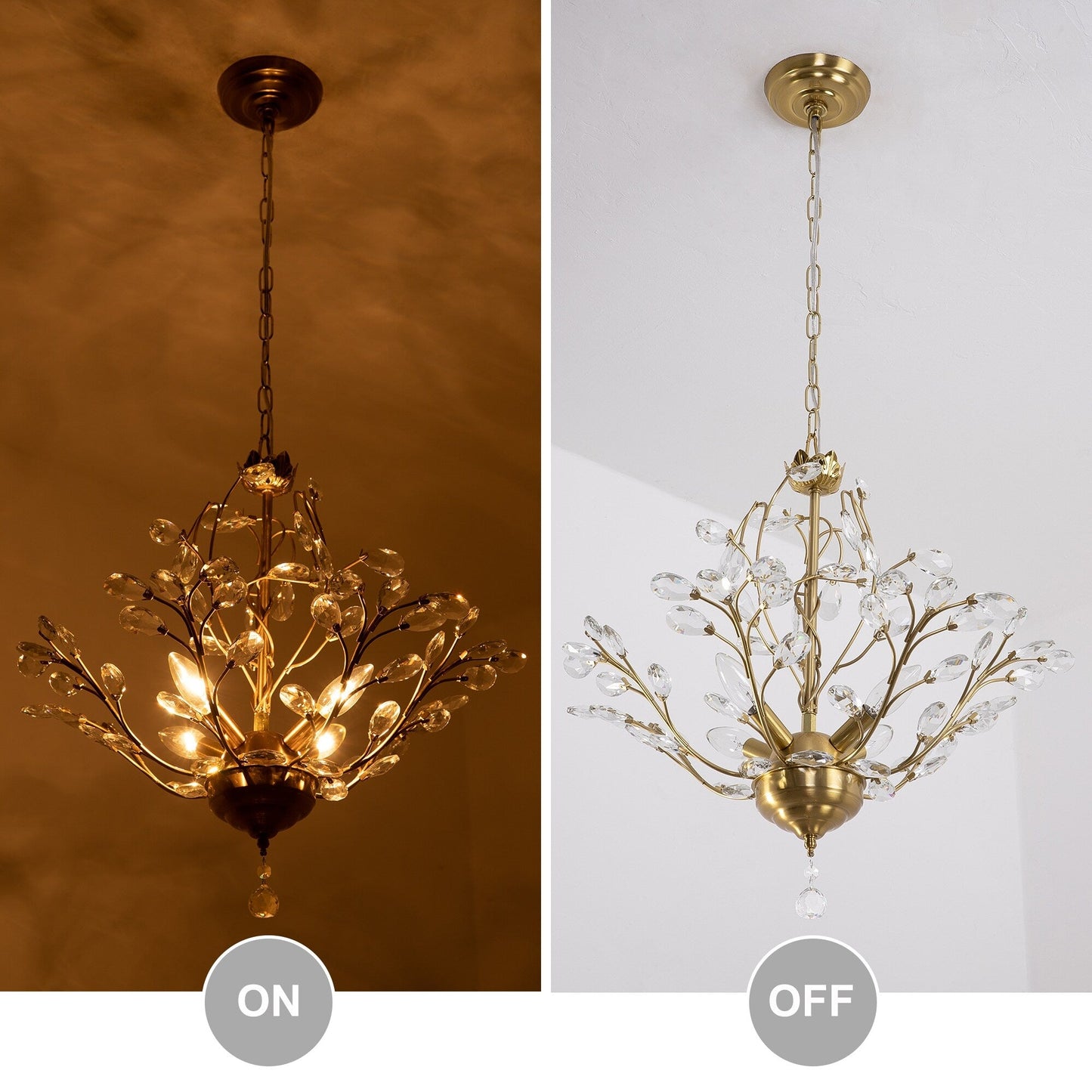 Lustre classique/traditionnel unique à 4 lumières Maxax avec accents en cristal