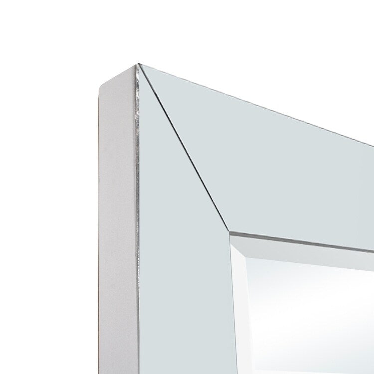 Miroir pleine longueur en faux bois pour une réflexion claire et complète et une ambiance de pièce améliorée - Argent - Pleine longueur