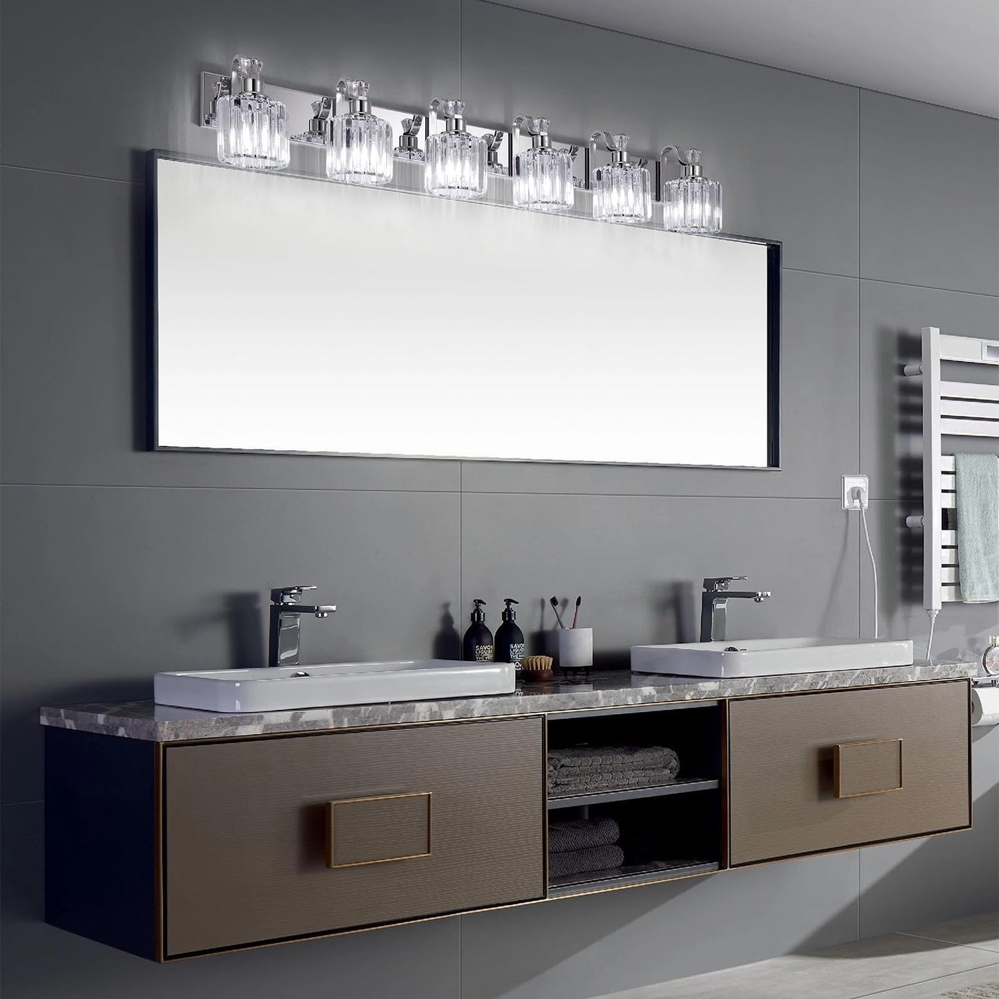 Appliques murales à intensité variable pour salle de bain en cristal moderne