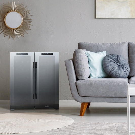 Réfrigérateur à vin et boissons Newair, 18 bouteilles et 59 canettes, deux zones de température, autonome, contrôle numérique de la température